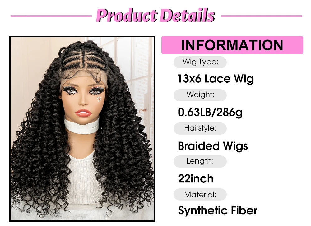 22" Synthetic Curly Wavy Wig with Braids – UTIMATE 13x4 Lace Front Wig for Women, Natural Crimps Daily Hair Replacement Wig