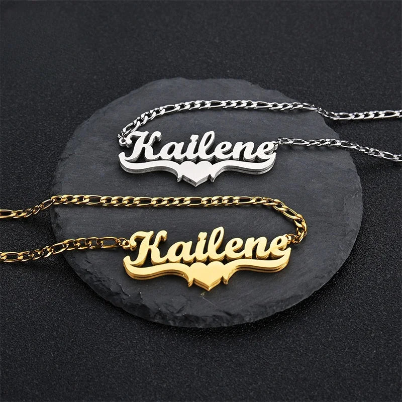 Necklace for Women Men Nameplate  Layer 3D Necklace Stainless Steel Jewelry