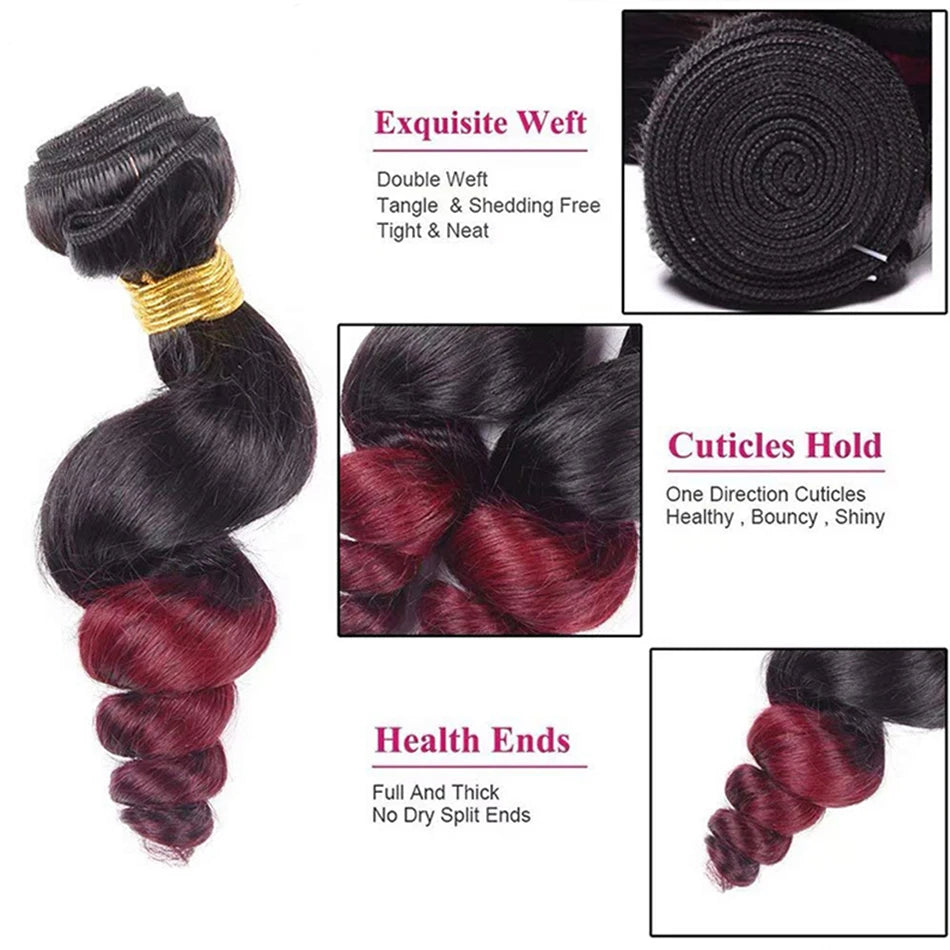 10A Loose Wave Bundles with Closure Wet and Wavy Brazilian Ocean wave 100% Human Hair 3 Bundles with 4x4 Lace Closure