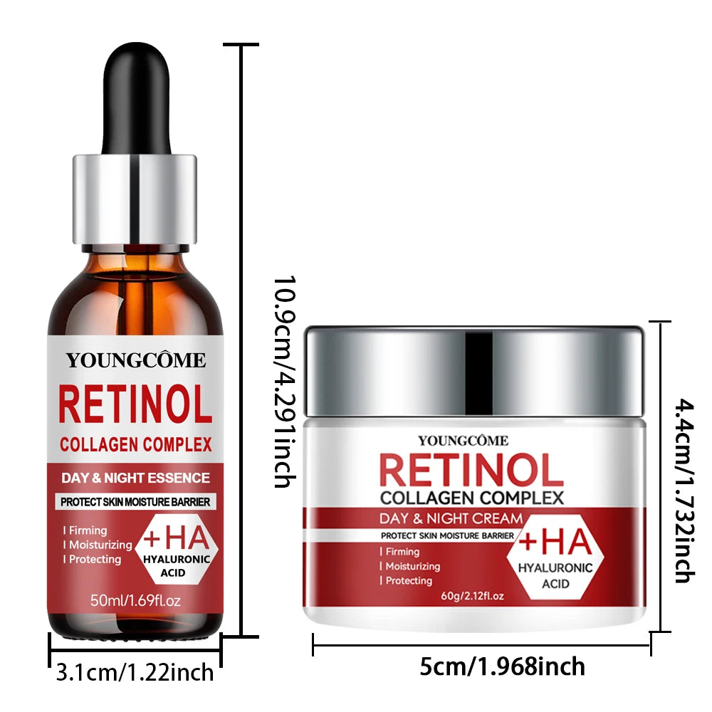 Retinol Cream & Serum Set – Anti-Aging Collagen Moisturizer with Vitamin E