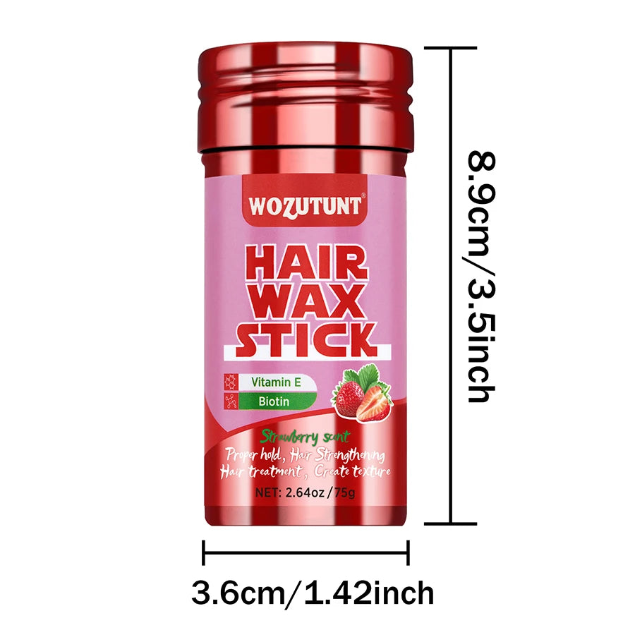 Strawberry Hair Wax Stick – Vitamin E Styling Pomade for Frizz Control & Texture