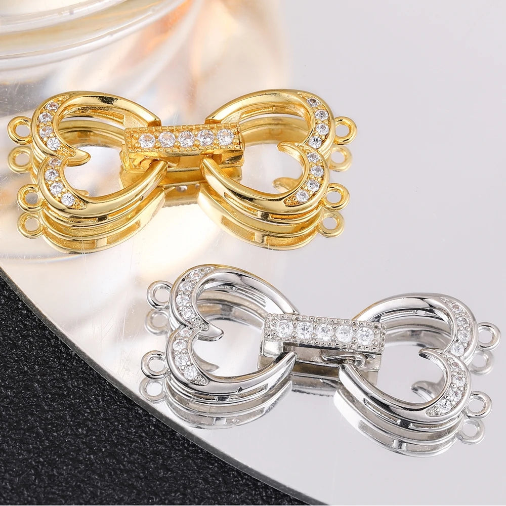 Juya 18K Gold Silver Plated Decoration Accessories Fastener Closure Pearls Clasps Lock For DIY Needlework Beads Jewelry Making
