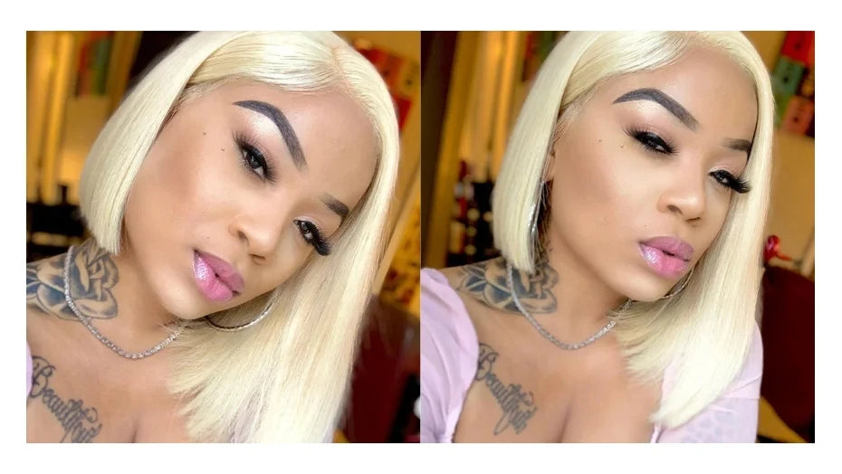 613 Blonde Straight Bob Wig 12A Human Hair Wig Transparent Lace Frontal Wigs 13x4 Brazilian Wigs Pre Plucked For Black Women