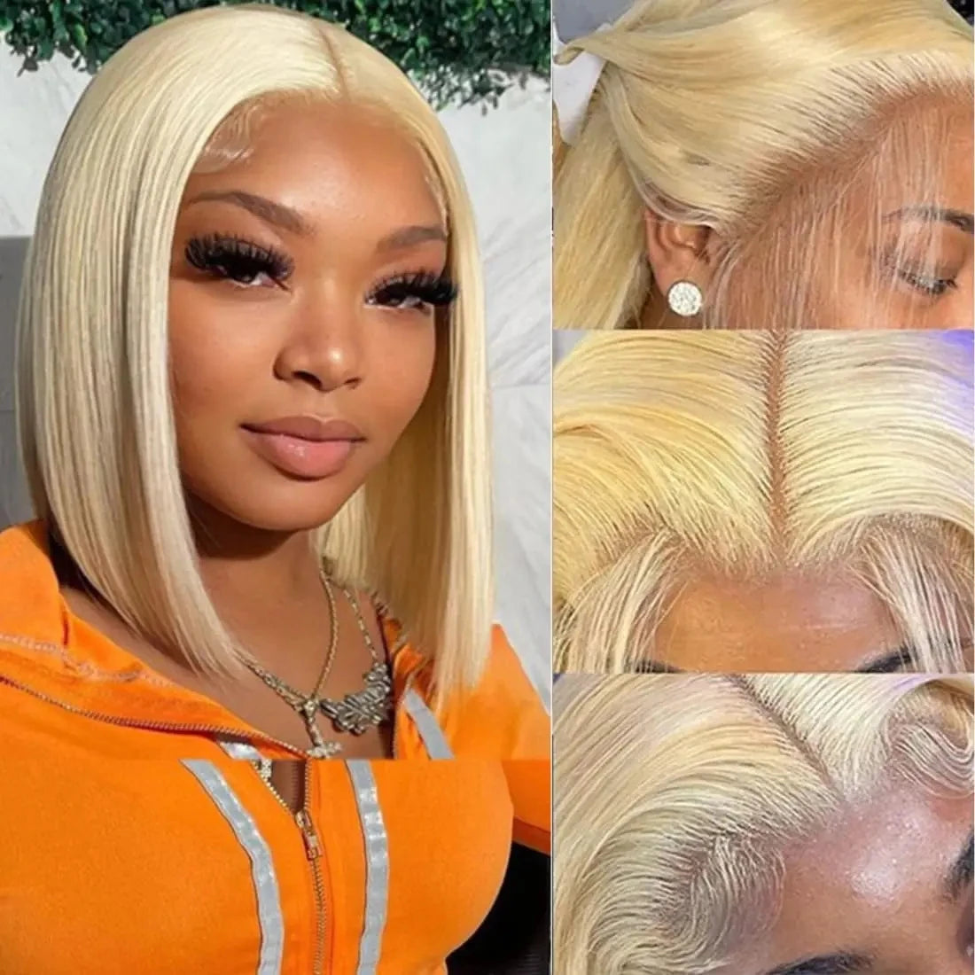 613 Blonde Straight Bob Wig 12A Human Hair Wig Transparent Lace Frontal Wigs 13x4 Brazilian Wigs Pre Plucked For Black Women