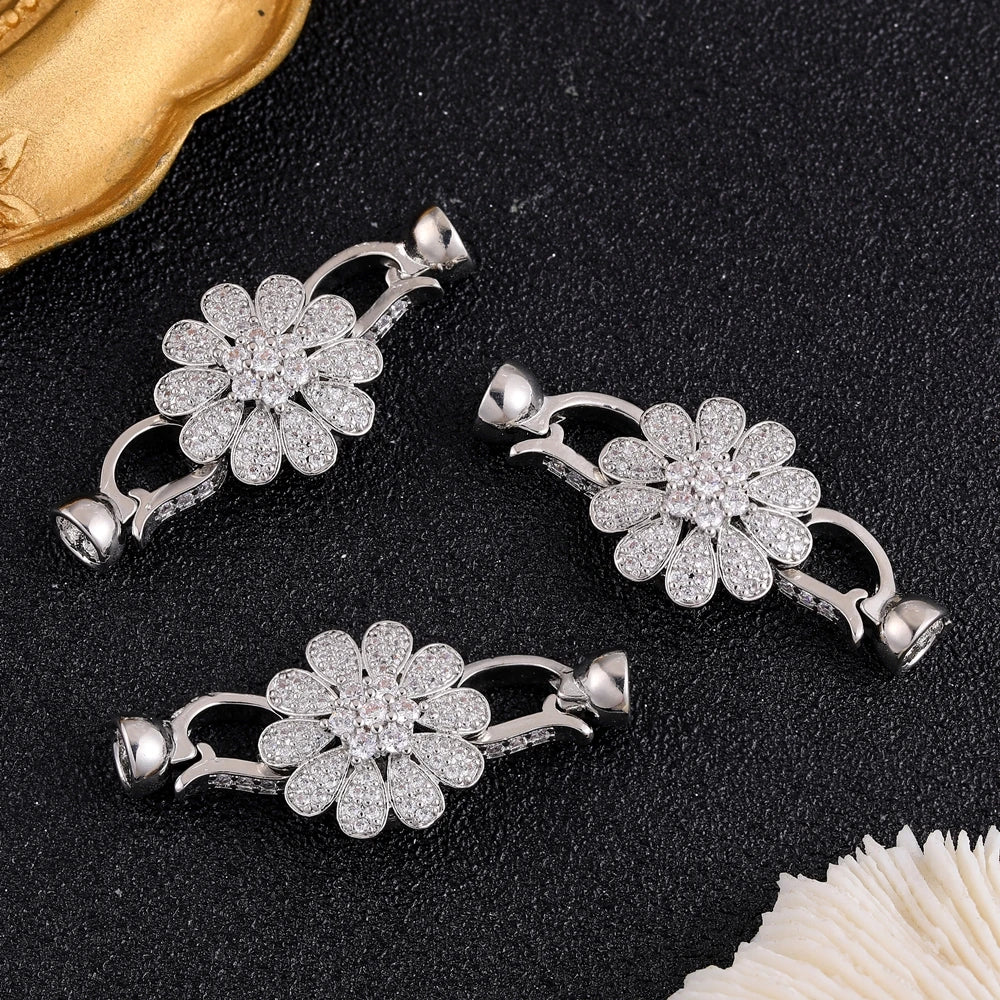 Juya 18K Gold Silver Plated Decoration Accessories Fastener Closure Pearls Clasps Lock For DIY Needlework Beads Jewelry Making