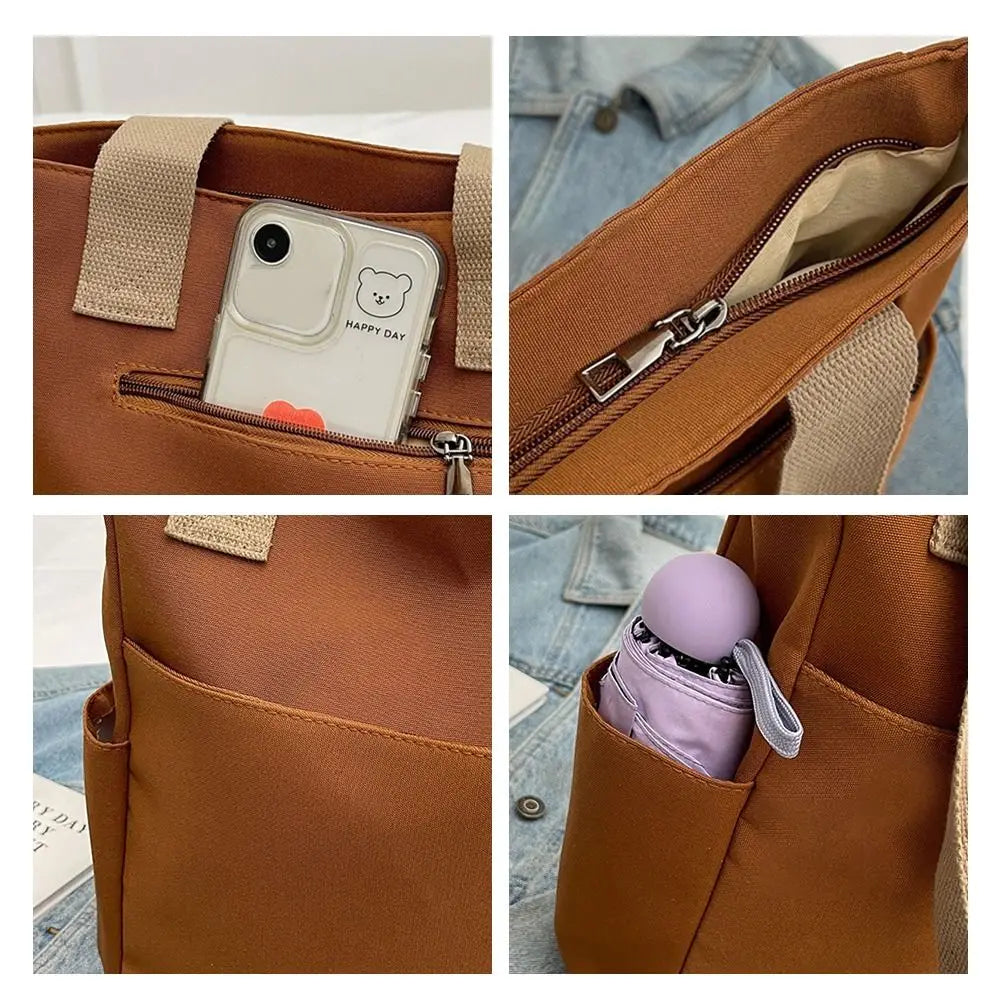 Waterproof Canvas Tote Bag – Lightweight Large Capacity Shoulder Handbag