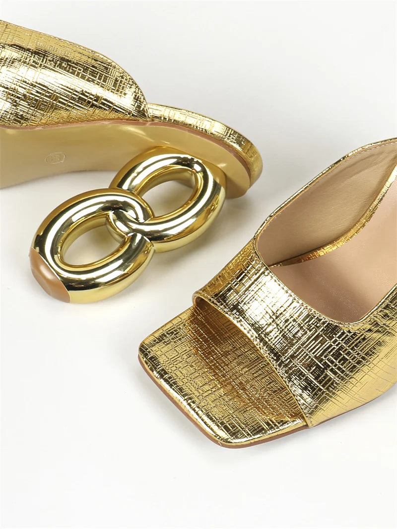 Liyke Leopard Print High Heel Slippers – Sexy Square Toe Summer Sandals for Women