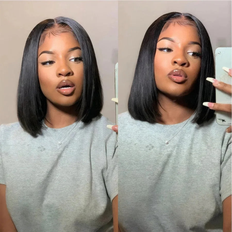 Bob Wig 13x4 Frontal Straight Lace Natural 100% Human Hair Wigs Short Bob Transparent Lace Front Virgin Wigs For Women