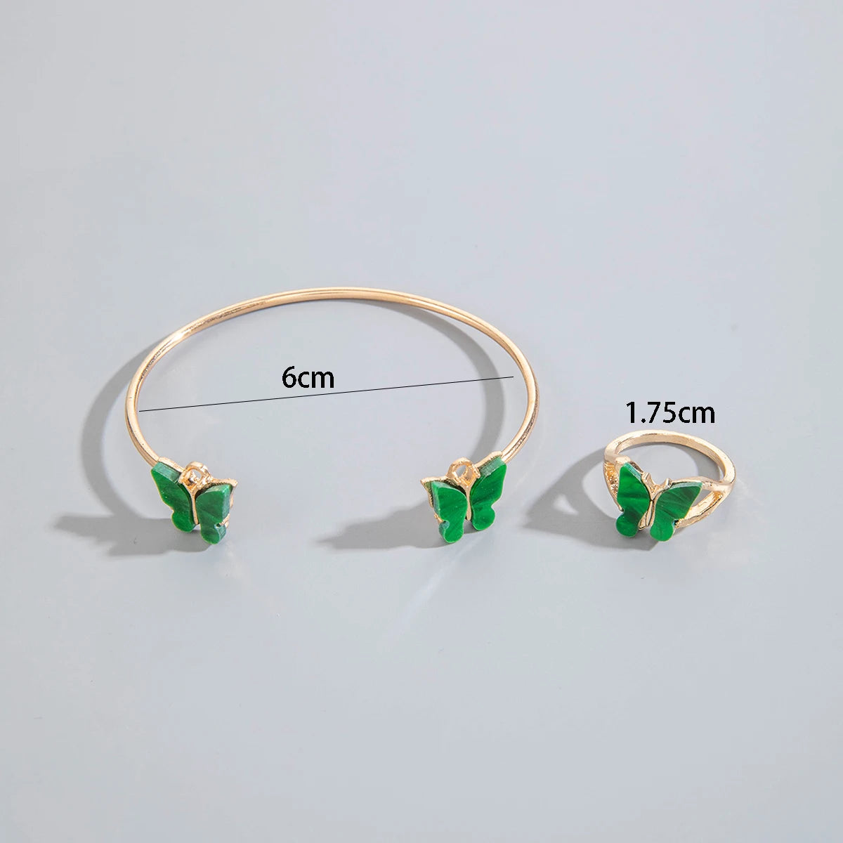 Fashiona Colored Rhinestone Butterfly Flower Imitation Pearl Irregular Ring Bracelet set Suitable for women