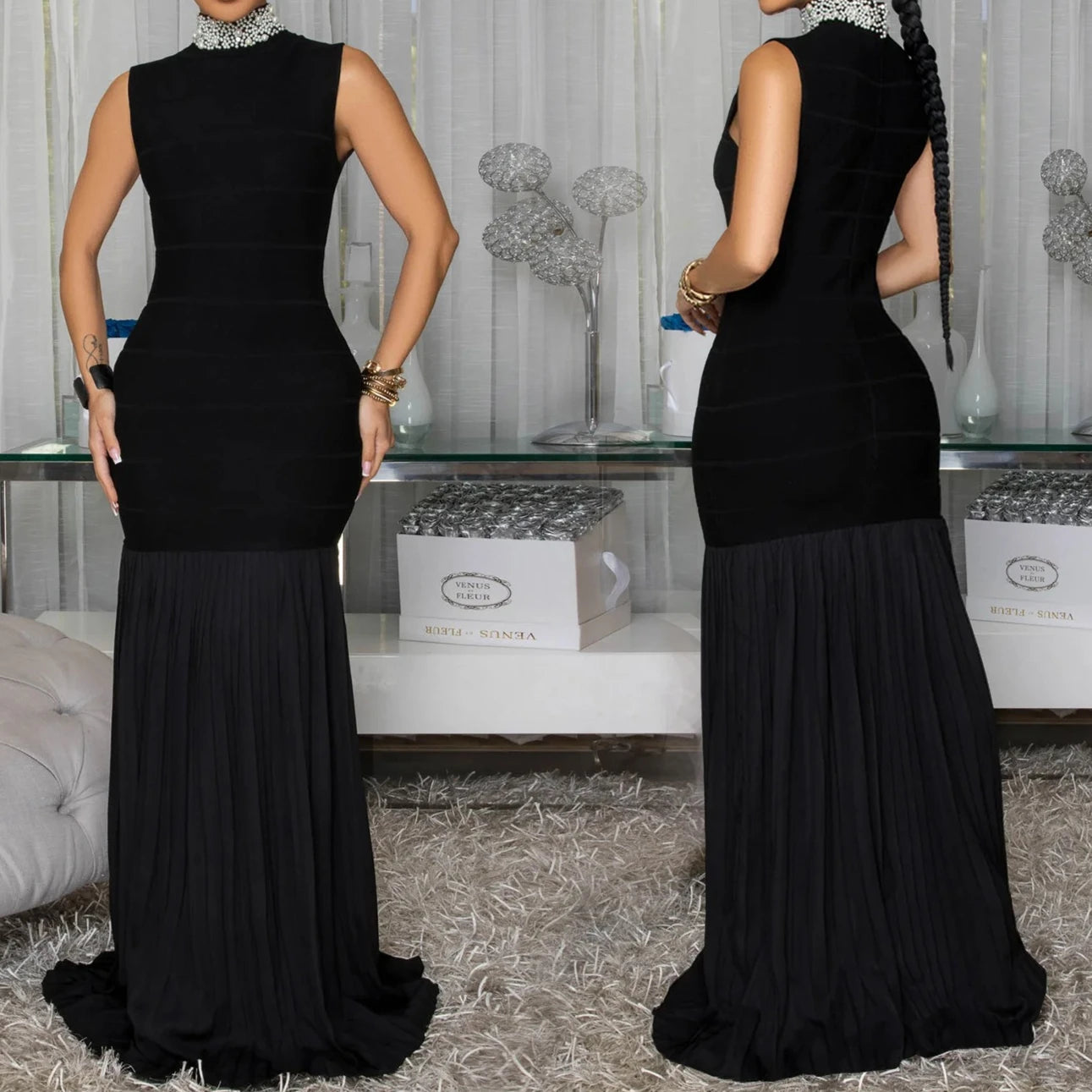 Womens Dresses Fashion Elegant Party Dresses Female Clothing Patchwork Pleated Evening Dresses Wedding Guest Woman Dress