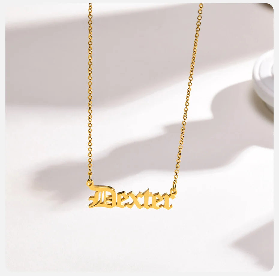 Vnox Custom Name Necklaces for Girls Boys, Stainless Steel Personalized Baby Nameplate Chokers Collar Gift Jewelry