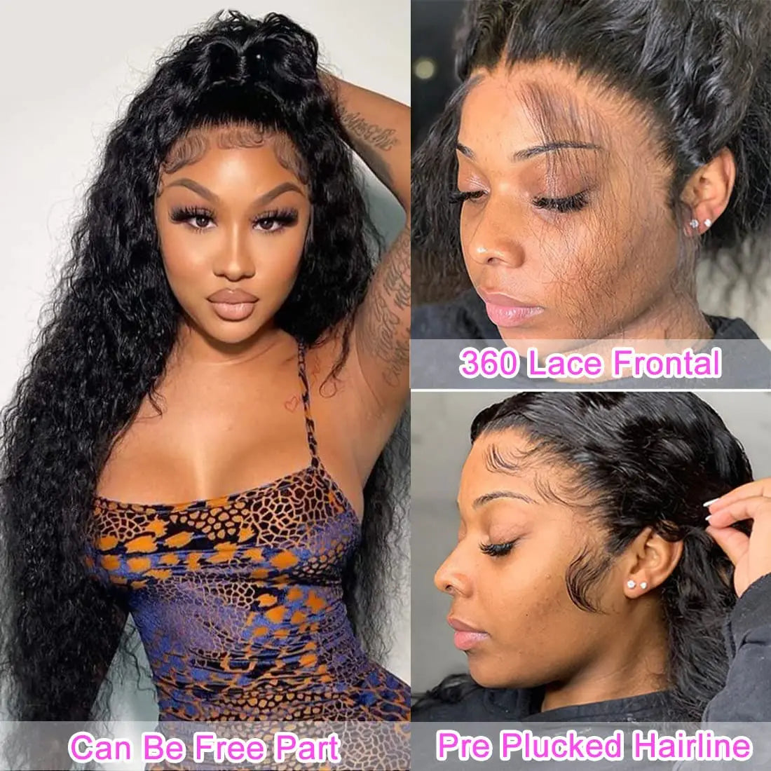 Transparent Water Wave 13x6 Lace Front 360 Lace Curly Wigs For Women Human Hair PrePlucked 13x4 Deep Wave Lace Frontal Wig