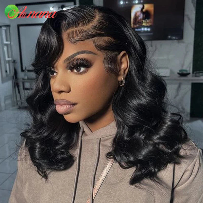 Highlights Green Colored With Glitter Strands Loose Curly Hairstyle 13x6 Lace Frontal Wig Human Hair Wigs For Black Women