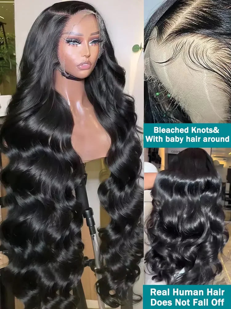 250% 13x6 Hd Transparent Lace Frontal Wig 13x4 Body Wave Human Hair Wigs 30 32 40 Inch  Lace Front Brazilian 100% Human Hair Wig