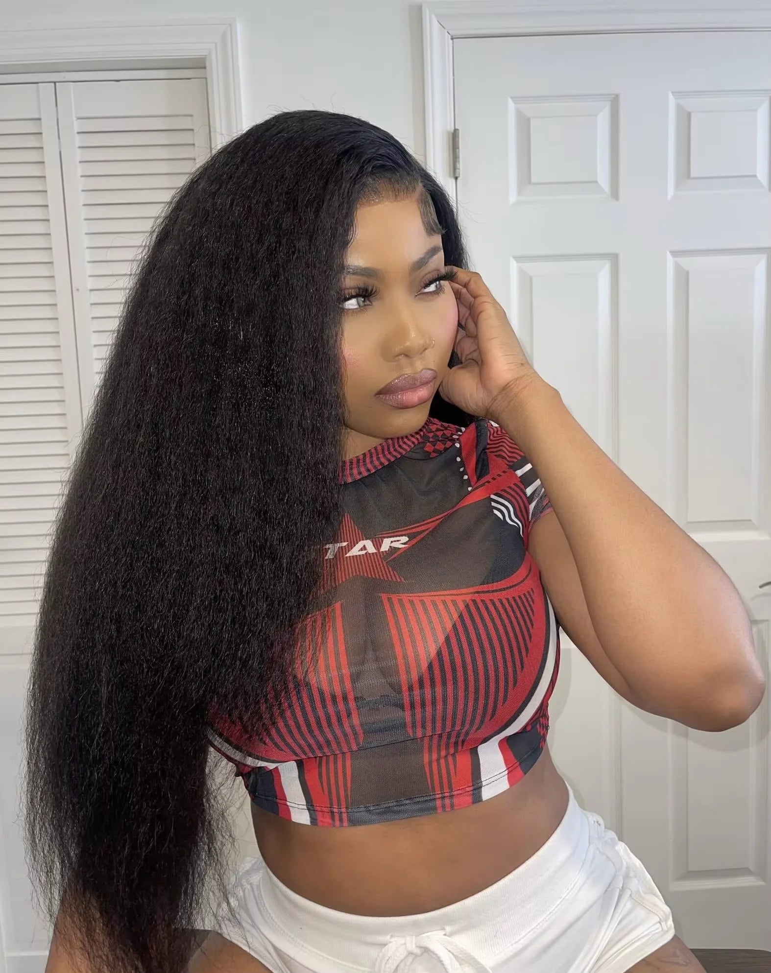 Kinky Straight Human Hair Wigs For Women 180 Density 13x4 Hd Lace Frontal Wigs Yaki Straight Glueless Lace Front Human Hair Wigs