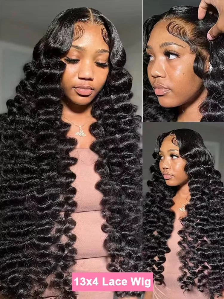 200 Density curly human hair wig For Black Women 13x6 Hd Lace Frontal Wig 30 Inch Brazilian 13x4 Loose Deep Wave Lace Front wig