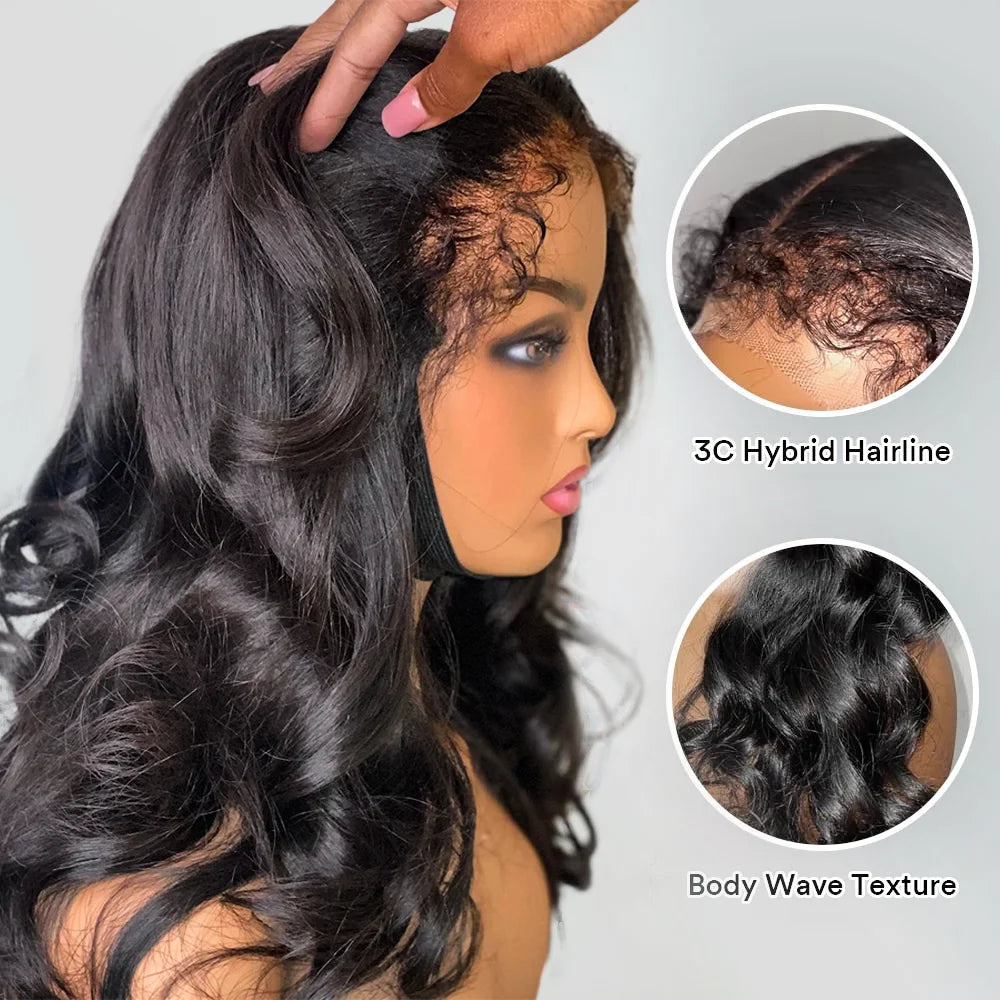 4C Kinky Edges Curly Baby Hair Wig 13x6 HD Lace Frontal Wig 100% Human Hair Body Wave 13x4 Lace Front Human Hair Wigs for Women