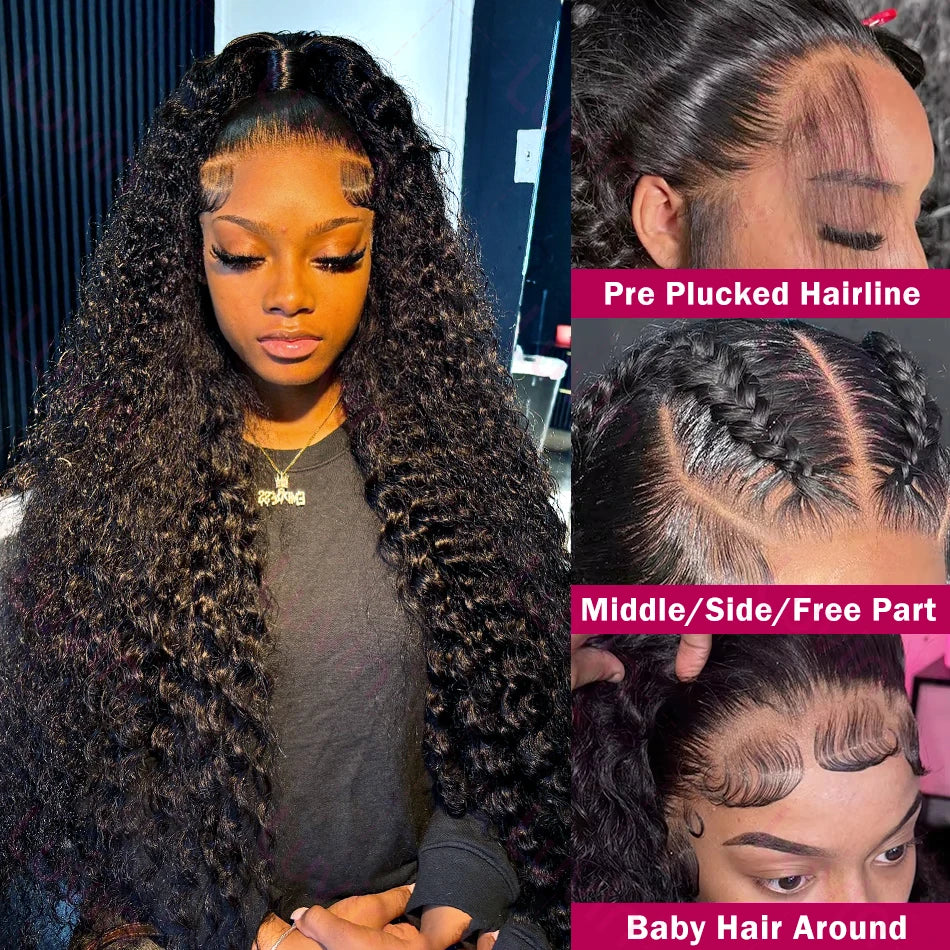 Transparent Water Wave 13x6 Lace Front 360 Lace Curly Wigs For Women Human Hair PrePlucked 13x4 Deep Wave Lace Frontal Wig