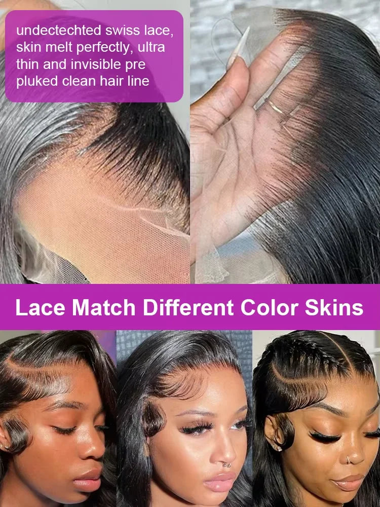 250% 13x6 Hd Transparent Lace Frontal Wig 13x4 Body Wave Human Hair Wigs 30 32 40 Inch  Lace Front Brazilian 100% Human Hair Wig