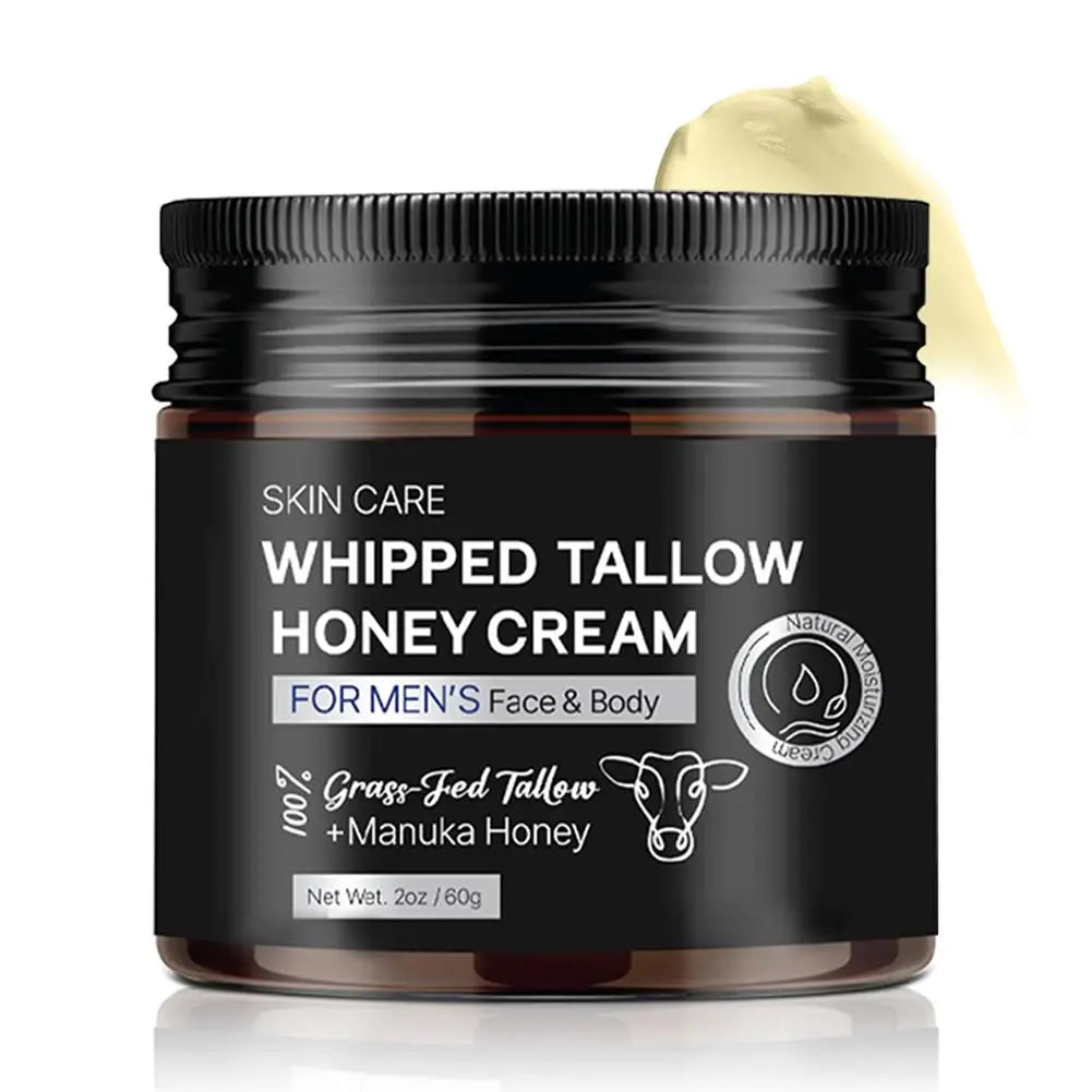Whipped Beef Tallow Honey Face Cream – Deep Moisturizer for Men (50ml)