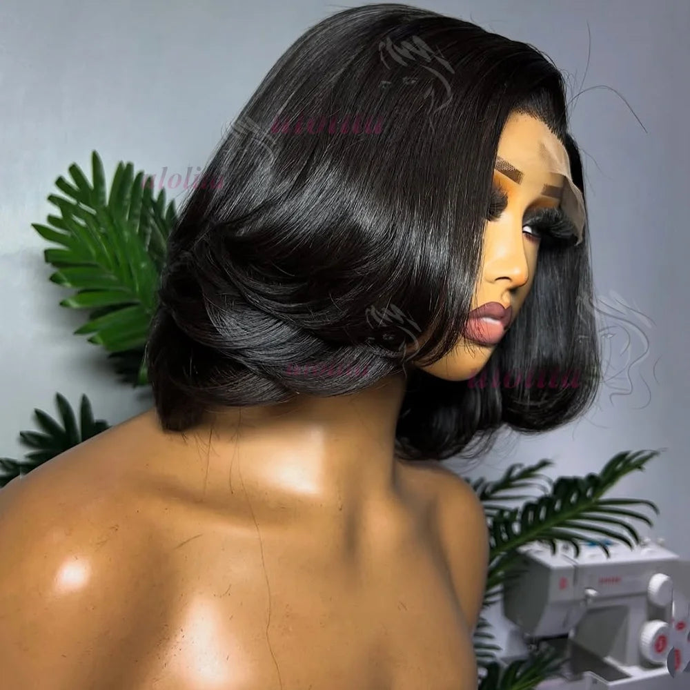 Pixie cut Bob Wig Reddish Brown Lace Closure Wig Wear and Go 4x4/13x4 Glueless Wig Minimalist Lace Bob Wig