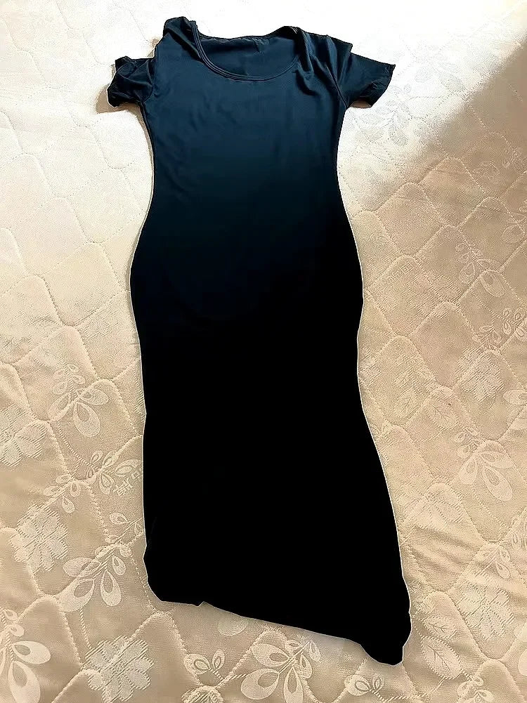 Long Dresses Women Solid Simple Elegant Partywear Gentle Trumpet Vestidos Slim French Vintage Night Club Temper Womens Daily