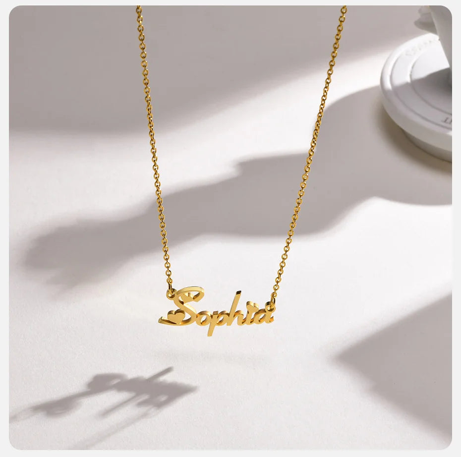 Vnox Custom Name Necklaces for Girls Boys, Stainless Steel Personalized Baby Nameplate Chokers Collar Gift Jewelry