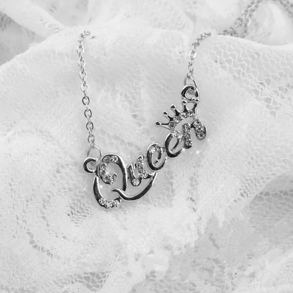New Fashion Luxury Gold-Color Queen Crown Chain Necklace Zircon Crystal  Women  Jewelry Birthday Present