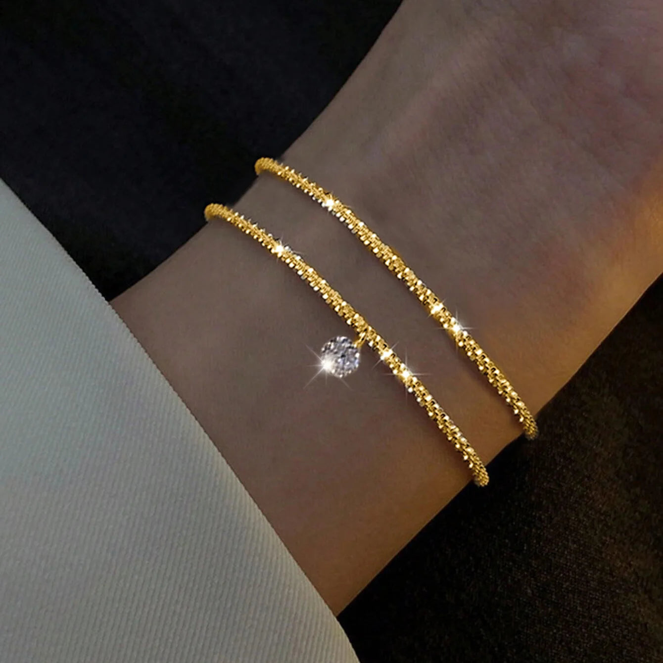Y2K Zircon Ins Bracelets for Women Korean Fashion Sweet Girls Sparkling Hollow Heart Delicate Chain Bracelet Party Jewelry