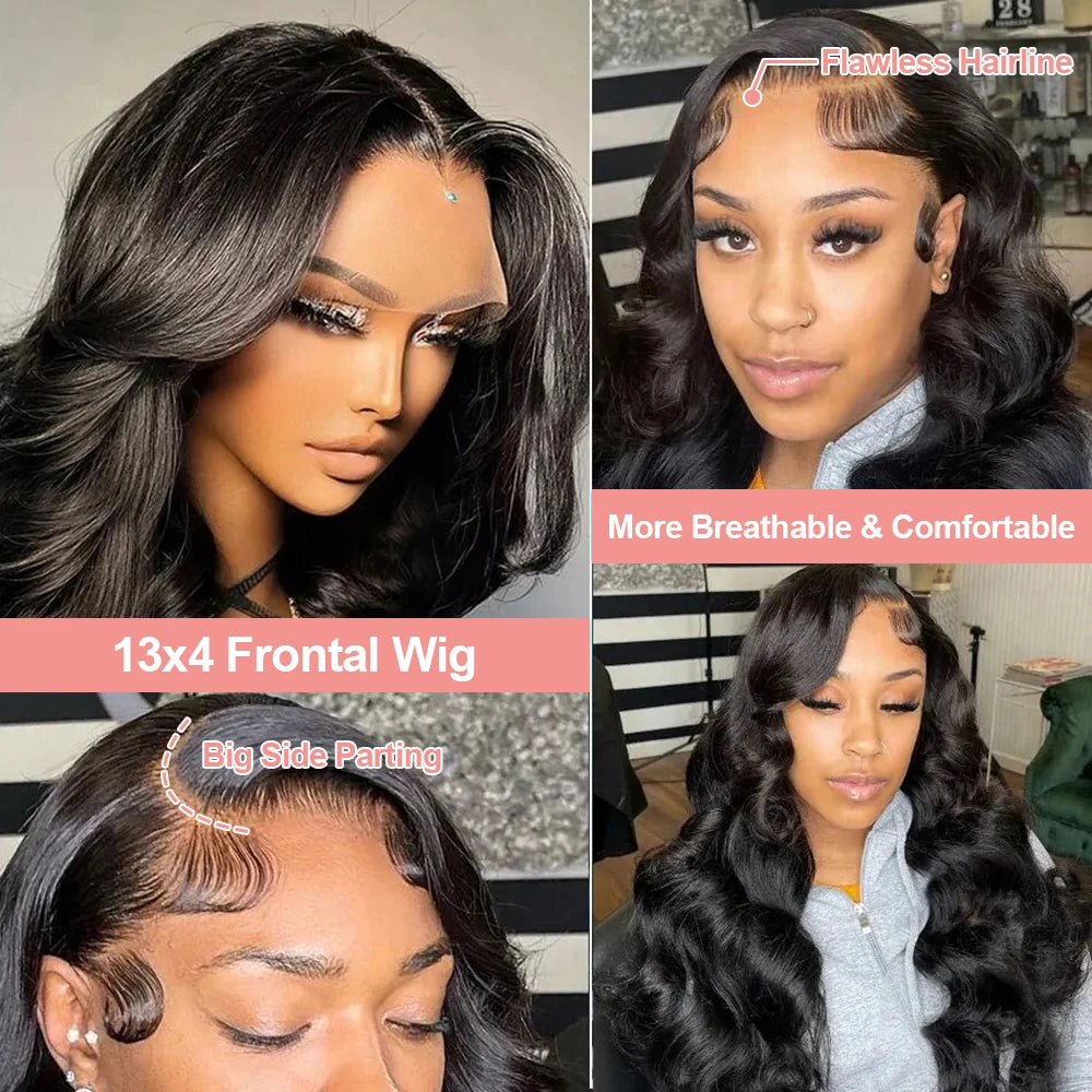 HD Body Wave Lace Front Wig for Women High-Density Brazilian Human Hair Extensions 36-40 Inch 13x6 and 13x4