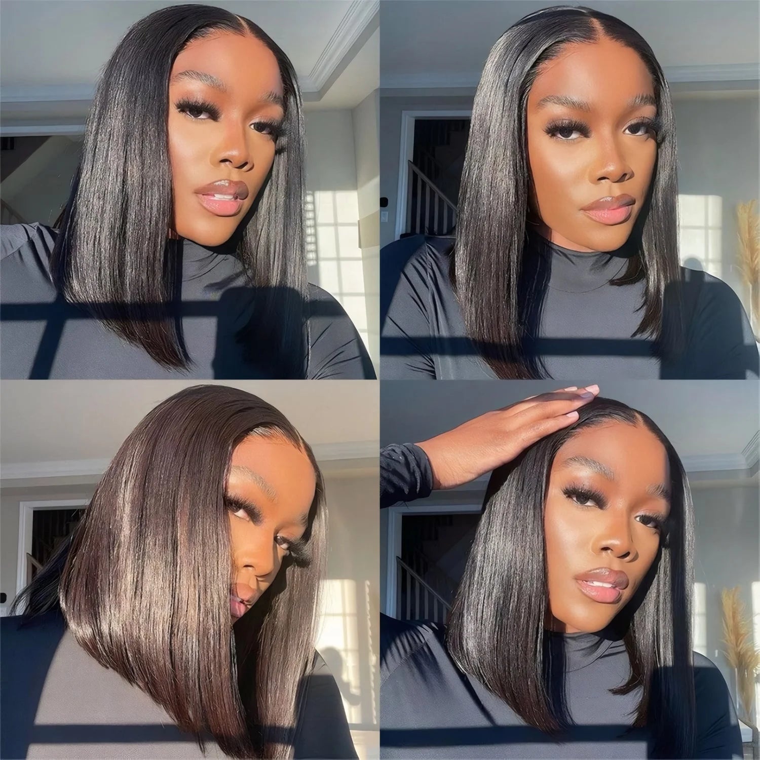 Bob Wig 13x4 Frontal Straight Lace Natural 100% Human Hair Wigs Short Bob Transparent Lace Front Virgin Wigs For Women