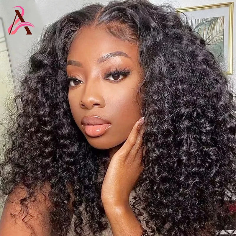 13x6 Hd Lace Frontal Wig Human Hair Brazilian Curly Wigs Pre Plucked Wet And Wavy 36 Inch Deep Wave Human Hair Lace Frontal Wig