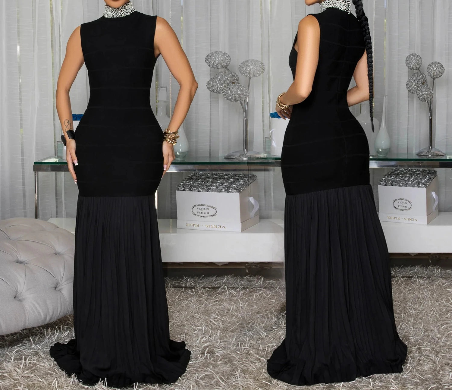 Womens Dresses Fashion Elegant Party Dresses Female Clothing Patchwork Pleated Evening Dresses Wedding Guest Woman Dress