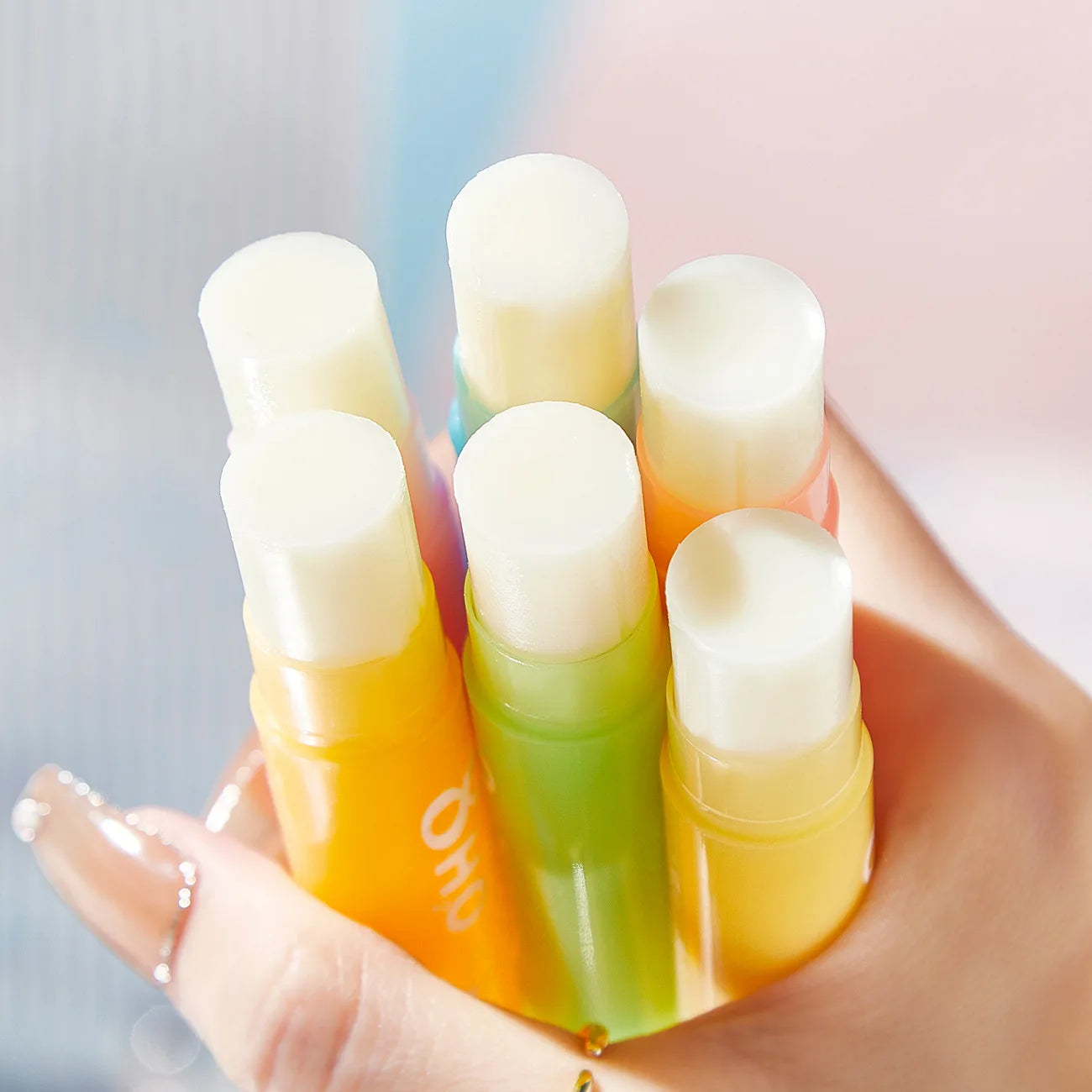 6pcs/Set Fruits Lipstick Sets Moisturizing Lip Balm Kit Orange Grape Aloe Strawberry Brightening Hydrating Lips Skin Care