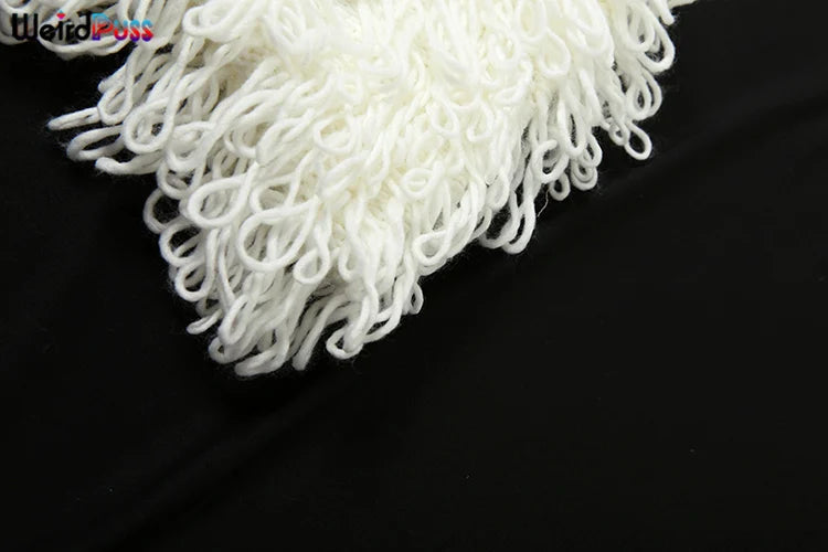 Weird Puss Crochet Dress Women Sexy Chic Y2K Summer Trend Tassel Hem Sleeveless Stretch Fashion Beach Vacation Clubwear Bodycon