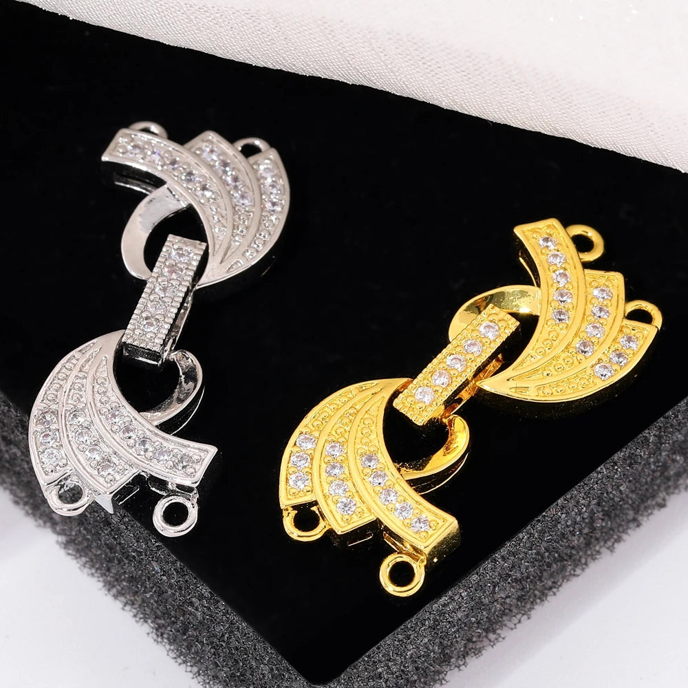 Juya 18K Gold Silver Plated Decoration Accessories Fastener Closure Pearls Clasps Lock For DIY Needlework Beads Jewelry Making