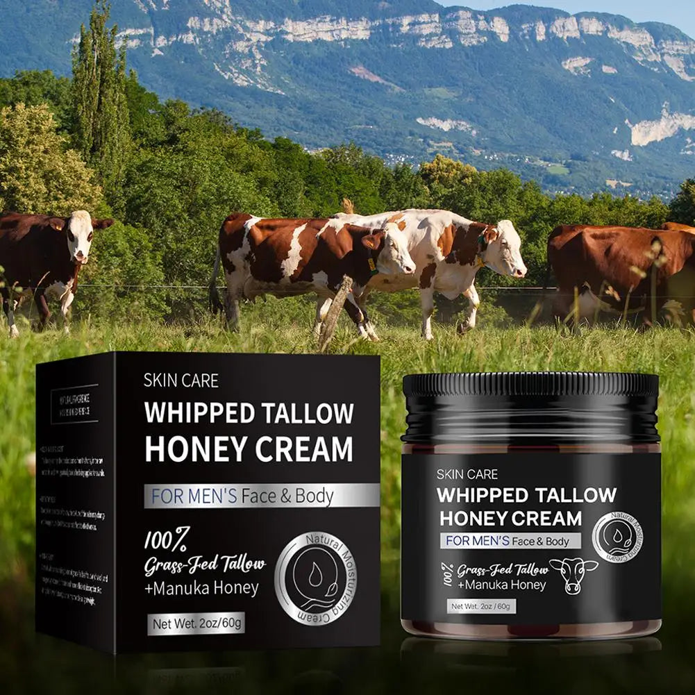 Whipped Beef Tallow Honey Face Cream – Deep Moisturizer for Men (50ml)