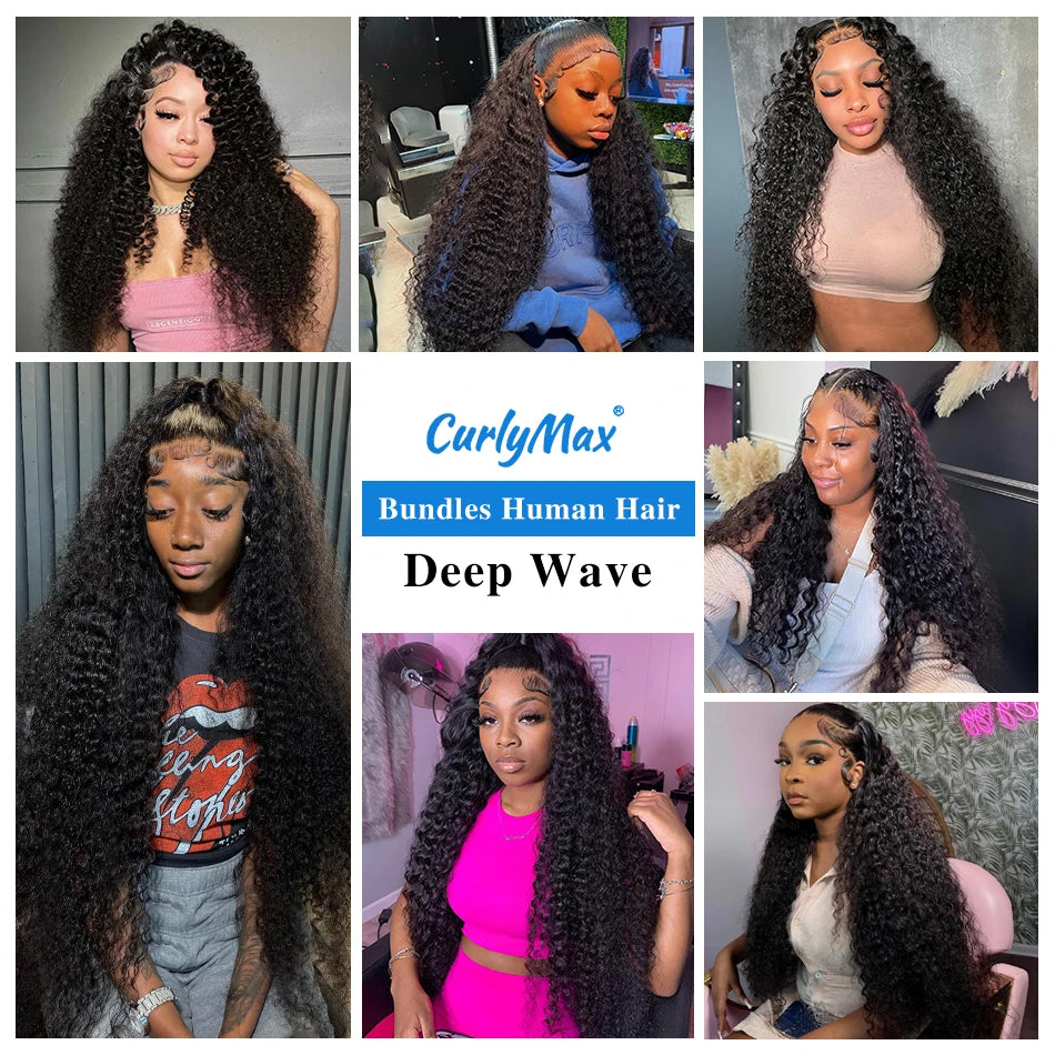 Curly Deep Wave Hair Extensions 30-38 Inch 100% Human