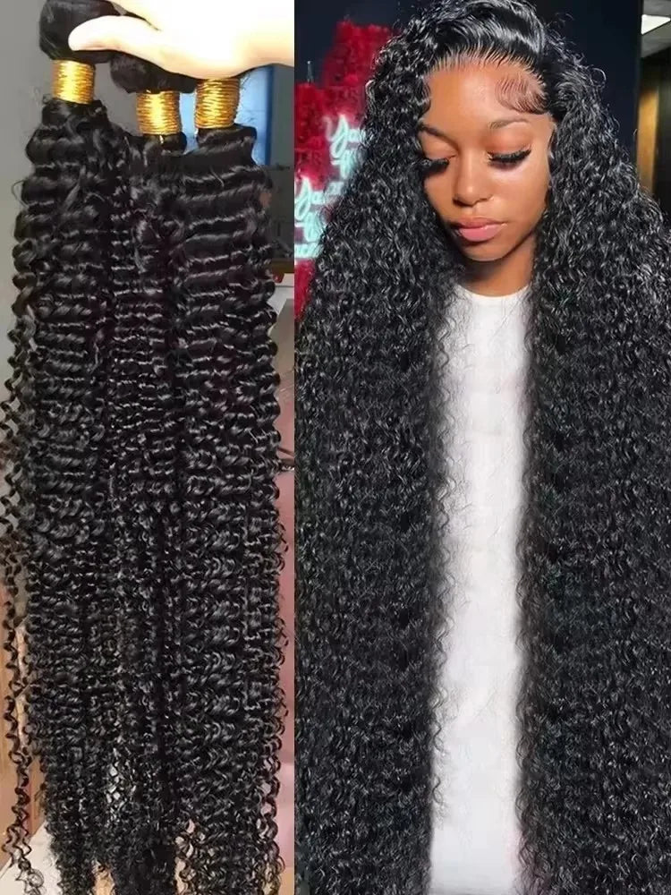 Curly Deep Wave Hair Extensions 30-38 Inch 100% Human
