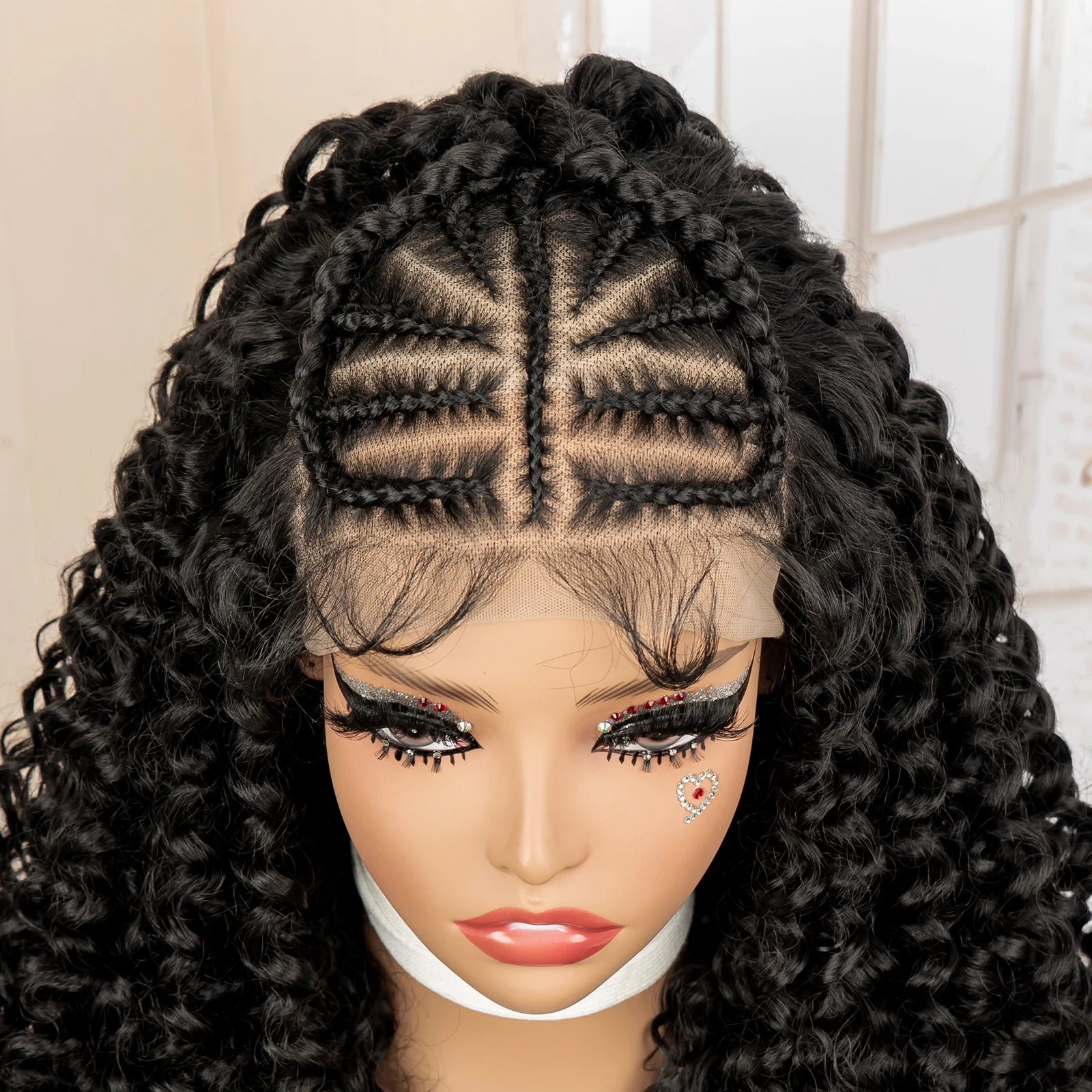 22" Synthetic Curly Wavy Wig with Braids – UTIMATE 13x4 Lace Front Wig for Women, Natural Crimps Daily Hair Replacement Wig