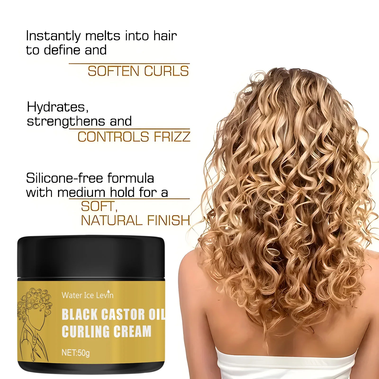 Black Castor Oil Hair Conditioner – Moisturizing Curl Definer & Repair Treatment for Dry Hair