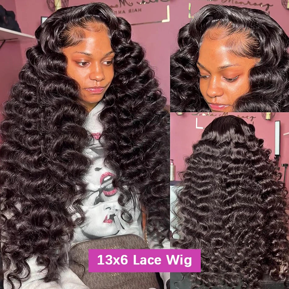Lace Frontal Wig Loose Deep Wave Curly Human Hair Wig Preplucked Water Wave Brazilian Lace Front Wigs