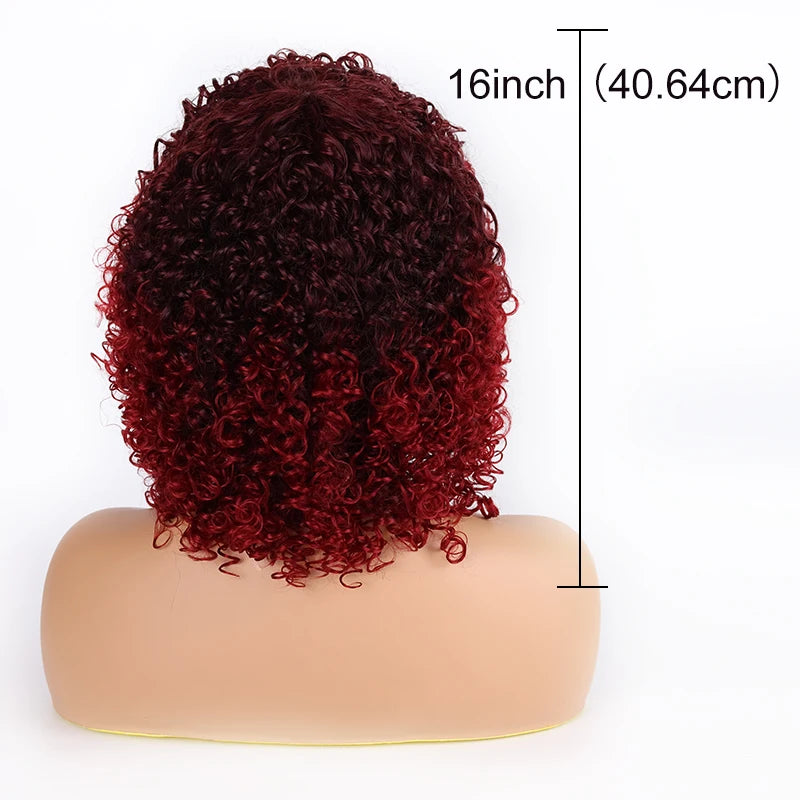 Kinky Curly Wig with Bangs – Short Afro Synthetic Blonde Wig, Glueless High-Temperature Fiber for Daily & Cosplay