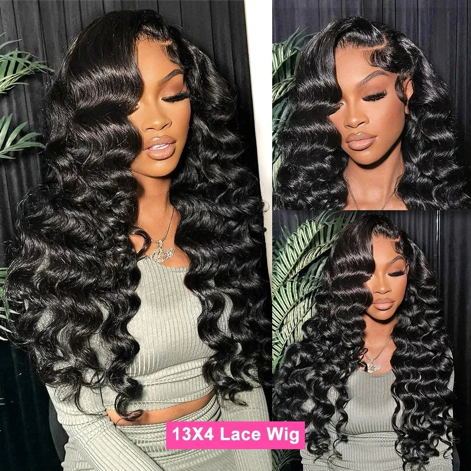WIGIRL HD 200% 30 Inches Loose Deep Wave Curly 13x6 Wigs Human Hair Lace Frontal 13x4 Water Wave Transparent Lace Front Wig