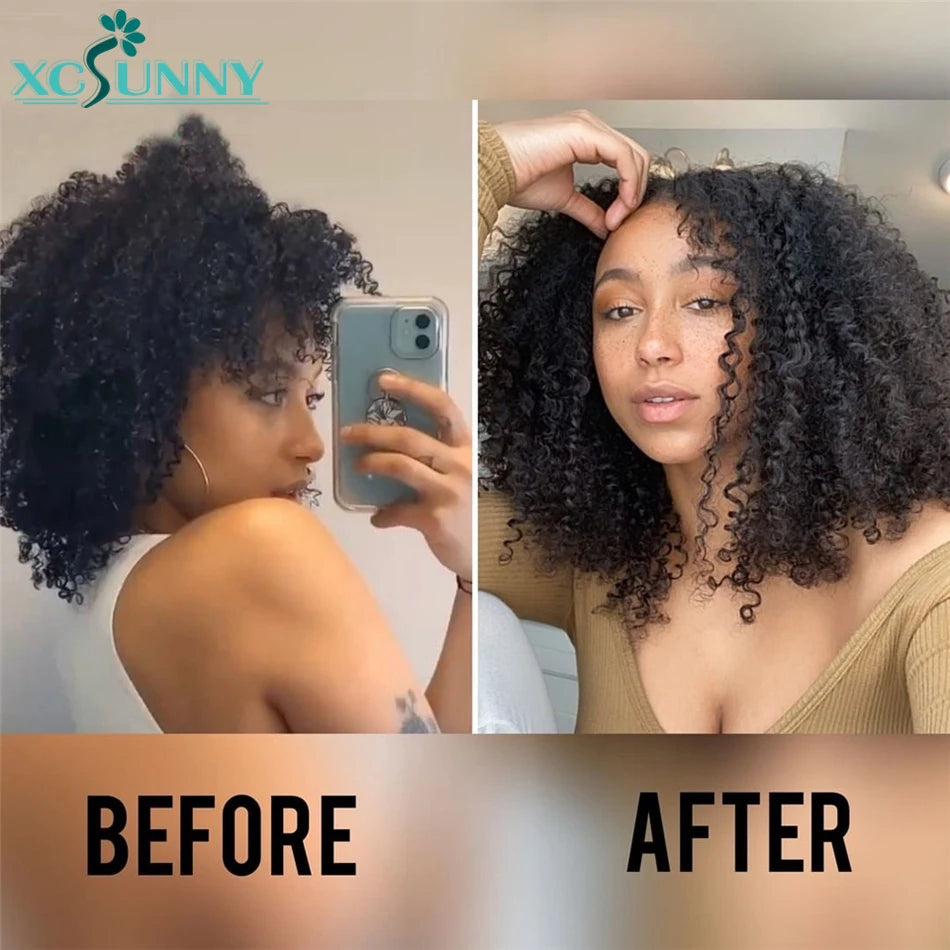 Kinky Curly Clip In Hair Extensions Human Hair Burmese Seamless PU Clip Ins Human Hair Kinky Curly For Black Women