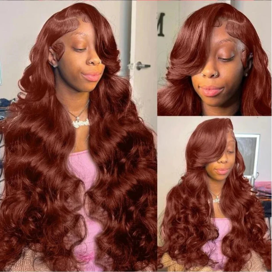 220 Density Reddish Brown 13x6 HD Lace Front Wigs Human Hair 13x4 Body Wave Colored Lace Frontal Wig 13x6 Chocolate Borwn Wig
