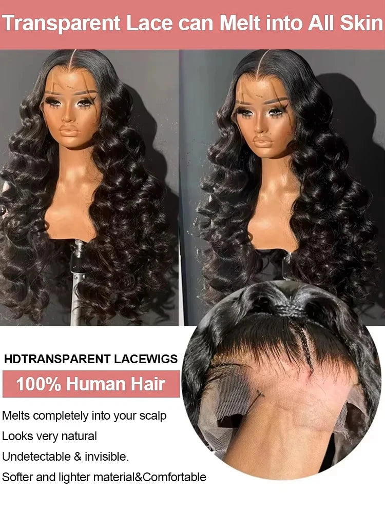 WIGIRL HD 200% 30 Inches Loose Deep Wave Curly 13x6 Wigs Human Hair Lace Frontal 13x4 Water Wave Transparent Lace Front Wig