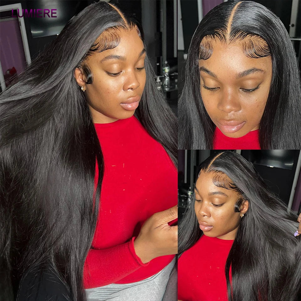 Bone Straight Human Hair Bundles with 13x4 HD Transparent Lace Frontal Closure And Bundle 100% Virgin Hair Weave 3/4 Bundle Deal