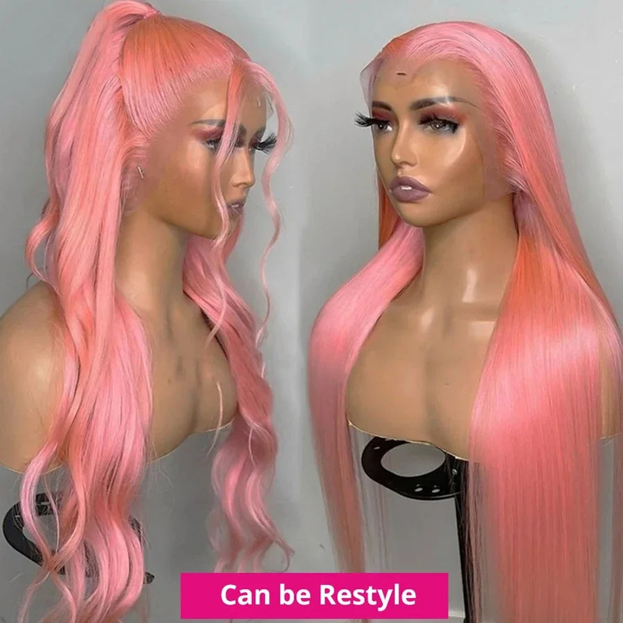 Pink Human Hair Lace Frontal Wig Brazilian 13x6 Straight Lace Front Wig Pre Plucked 613 Colored Hd Lace Frontal Wigs For Women