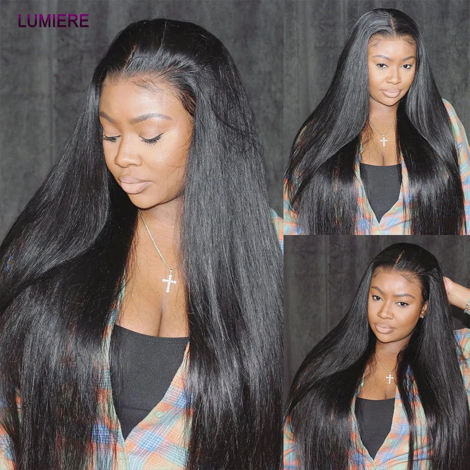 Bone Straight Human Hair Bundles with 13x4 HD Transparent Lace Frontal Closure And Bundle 100% Virgin Hair Weave 3/4 Bundle Deal